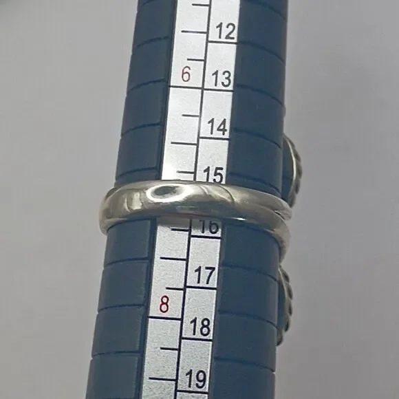 Native Southwest Style Sterling Silver Double Turquoise Stone Ring Size 7 - Picture 4 of 6